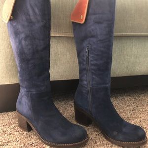 STIVALI LIMA - Blue Suede Riding Boots